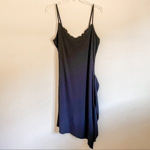 Per Sextion Sexy Beaded Spaghetti Strap Little Black Slip Dress L